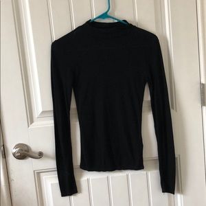 Black Topshop Long Sleeve Mock Neck Top